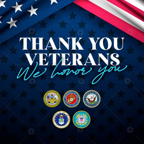 Happy Veterans Day: We Thank You  Social Graphic