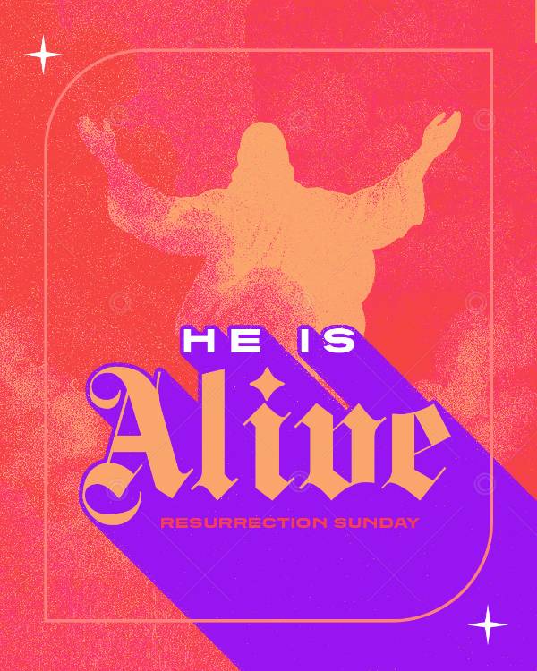 Resurrection Sunday: He Is Alive! Happy Easter  Social Graphic