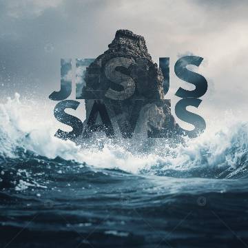 view the Social Graphic Jesus Saves Waves Crashing