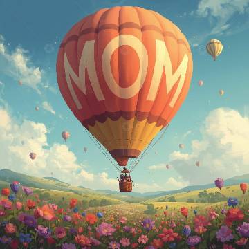 view the Social Graphic "MOM" Balloon and Flowers