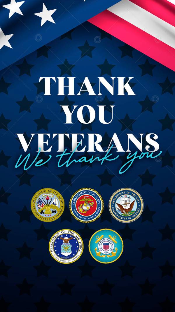 Happy Veterans Day: We Thank You  Social Graphic